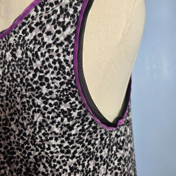 Simply Vera Vera Wang Medium Black Purple Animal Print Sleeveless Long Nightgown - Picture 6 of 11